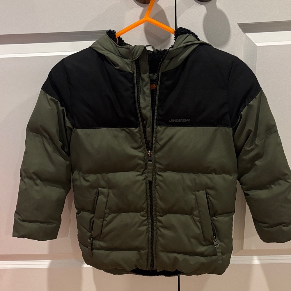 Lands' End Kids' Olive and Black Puffer Coat